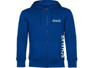 4068859005689 - multifanshop Kapuzen Sweatshirt Jacke - Schalke - Brust & Seite - Druck weiß - Sweat