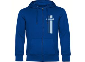 4068859005887 - multifanshop® Kapuzen Sweatshirt Jacke - Schalke - Streifen - Druck weiß