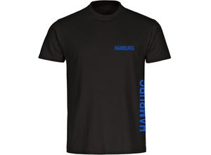 4068859006549 - multifanshop Herren T-Shirt - Hamburg - Brust & Seite - Druck blau - Männer