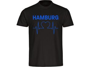 4068859007034 - multifanshop® Herren T-Shirt - Hamburg - Herzschlag - Druck blau