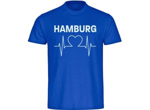 4068859007119 - multifanshop Herren T-Shirt - Hamburg - Herzschlag - Druck weiß - Männer