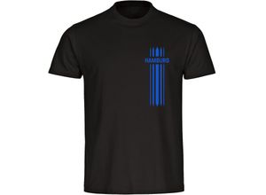 4068859007225 - multifanshop Herren T-Shirt - Hamburg - Streifen - Druck blau - Männer