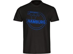 4068859007393 - multifanshop Herren T-Shirt - Hamburg - Meine Fankurve - Druck blau - Männer