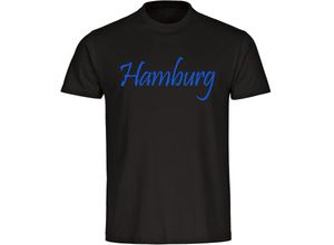 4068859007874 - multifanshop Herren T-Shirt - Hamburg - Schriftzug - Druck blau - Männer