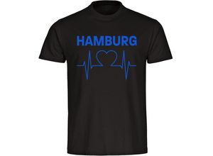 4068859009670 - multifanshop® Kinder T-Shirt - Hamburg - Herzschlag - Druck blau