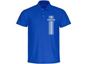 4068859010799 - multifanshop Poloshirt - Hamburg - Streifen - Druck weiß - Polo