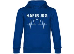 4068859011512 - multifanshop Kapuzen Sweatshirt - Hamburg - Herzschlag - Druck weiß - Hoodie