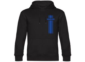 4068859011574 - multifanshop Kapuzen Sweatshirt - Hamburg - Streifen - Druck blau - Hoodie