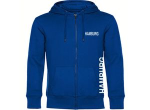 4068859011895 - multifanshop Kapuzen Sweatshirt Jacke - Hamburg - Brust & Seite - Druck weiß - Sweat