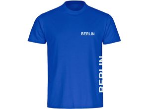 4068859013066 - multifanshop® Herren T-Shirt - Berlin blau - Brust & Seite - Druck weiß