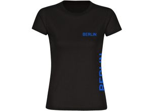 4068859013165 - multifanshop Damen T-Shirt - Berlin blau - Brust & Seite - Druck blau - Frauen