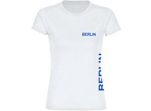 4068859013202 - multifanshop Damen T-Shirt - Berlin blau - Brust & Seite - Druck blau - Frauen