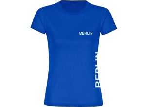 4068859013264 - multifanshop Damen T-Shirt - Berlin blau - Brust & Seite - Druck weiß - Frauen