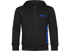 4068859013882 - multifanshop® Kapuzen Sweatshirt Jacke - Berlin blau - Brust & Seite - Druck blau