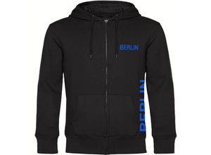 4068859013899 - multifanshop® Kapuzen Sweatshirt Jacke - Berlin blau - Brust & Seite - Druck blau