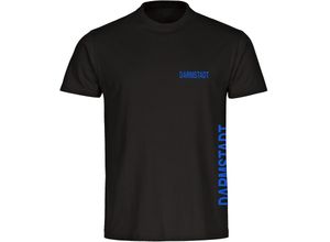 4068859016616 - multifanshop Herren T-Shirt - Darmstadt - Brust & Seite - Druck blau - Männer