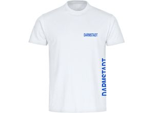 4068859016661 - multifanshop Herren T-Shirt - Darmstadt - Brust & Seite - Druck blau - Männer