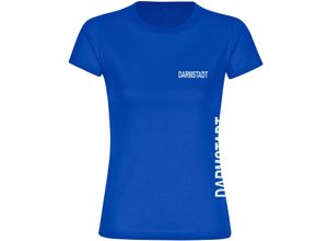 4068859016968 - multifanshop Damen T-Shirt - Darmstadt - Brust & Seite - Druck weiß - Frauen