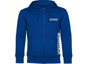 4068859020132 - multifanshop® Kapuzen Sweatshirt Jacke - Hoffenheim - Brust & Seite - Druck weiß