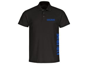 4068859020934 - multifanshop Poloshirt - Karlsruhe - Brust & Seite - Druck blau - Polo