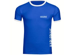 4068859021412 - multifanshop® Kontrast T-Shirt - Karlsruhe - Brust & Seite - Druck weiß