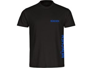 4068859021566 - multifanshop Herren T-Shirt - München blau - Brust & Seite - Druck blau - Männer