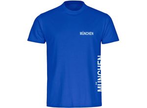 4068859021689 - multifanshop® Herren T-Shirt - München blau - Brust & Seite - Druck weiß