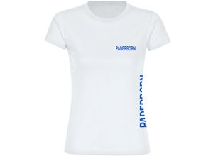 4068859023065 - multifanshop Damen T-Shirt - Paderborn - Brust & Seite - Druck blau - Frauen