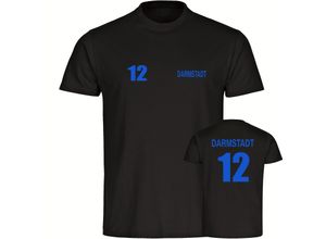 4068859026226 - multifanshop Herren T-Shirt - Darmstadt - Trikot Nummer 12 - Druck blau - Männer