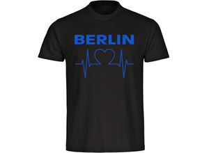 4068859031718 - multifanshop® Herren T-Shirt - Berlin blau - Herzschlag - Druck blau