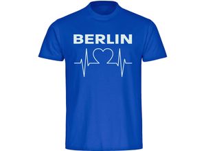 4068859031787 - multifanshop® Herren T-Shirt - Berlin blau - Herzschlag - Druck weiß