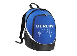 4068859032739 - multifanshop Rucksack - Berlin blau - Herzschlag - Druck weiß - Tasche