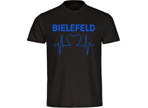 4068859032883 - multifanshop® Herren T-Shirt - Bielefeld - Herzschlag - Druck blau