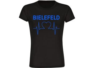 4068859033026 - multifanshop Damen T-Shirt - Bielefeld - Herzschlag - Druck blau - Frauen