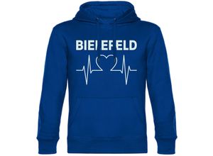 4068859033590 - multifanshop Kapuzen Sweatshirt - Bielefeld - Herzschlag - Druck weiß - Hoodie