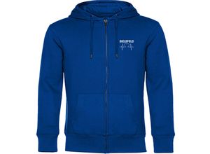 4068859033682 - multifanshop Kapuzen Sweatshirt Jacke - Bielefeld - Herzschlag - Druck weiß - Sweat
