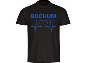 4068859034023 - multifanshop® Herren T-Shirt - Bochum - Herzschlag - Druck blau