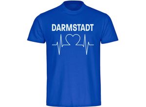 4068859035204 - multifanshop Herren T-Shirt - Darmstadt - Herzschlag - Druck weiß - Männer