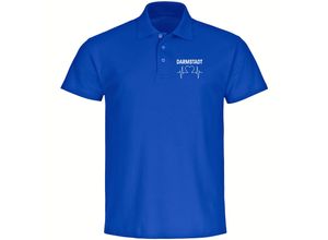 4068859035600 - multifanshop Poloshirt - Darmstadt - Herzschlag - Druck weiß - Polo