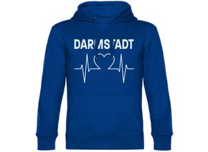 4068859035860 - multifanshop Kapuzen Sweatshirt - Darmstadt - Herzschlag - Druck weiß - Hoodie
