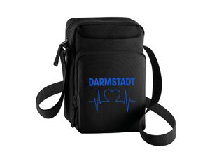 4068859036102 - multifanshop Umhängetasche - Darmstadt - Herzschlag - Druck blau - Tasche