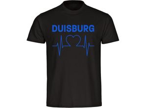 4068859036287 - multifanshop® Herren T-Shirt - Duisburg - Herzschlag - Druck blau