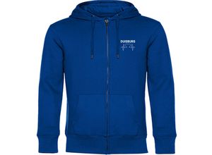 4068859037154 - multifanshop Kapuzen Sweatshirt Jacke - Duisburg - Herzschlag - Druck weiß - Sweat