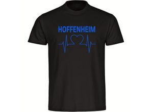 4068859037468 - multifanshop Herren T-Shirt - Hoffenheim - Herzschlag - Druck blau - Männer