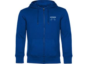 4068859038298 - multifanshop® Kapuzen Sweatshirt Jacke - Hoffenheim - Herzschlag - Druck weiß