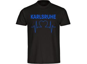 4068859038564 - multifanshop® Herren T-Shirt - Karlsruhe - Herzschlag - Druck blau