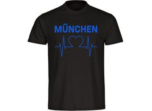 4068859039721 - multifanshop Herren T-Shirt - München blau - Herzschlag - Druck blau - Männer