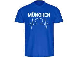 4068859039769 - multifanshop® Herren T-Shirt - München blau - Herzschlag - Druck weiß