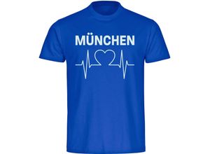 4068859040093 - multifanshop® Kinder T-Shirt - München blau - Herzschlag - Druck weiß