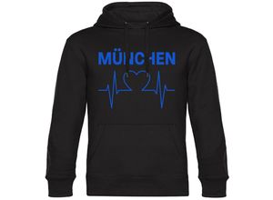 4068859040345 - multifanshop Kapuzen Sweatshirt - München blau - Herzschlag - Druck blau - Hoodie